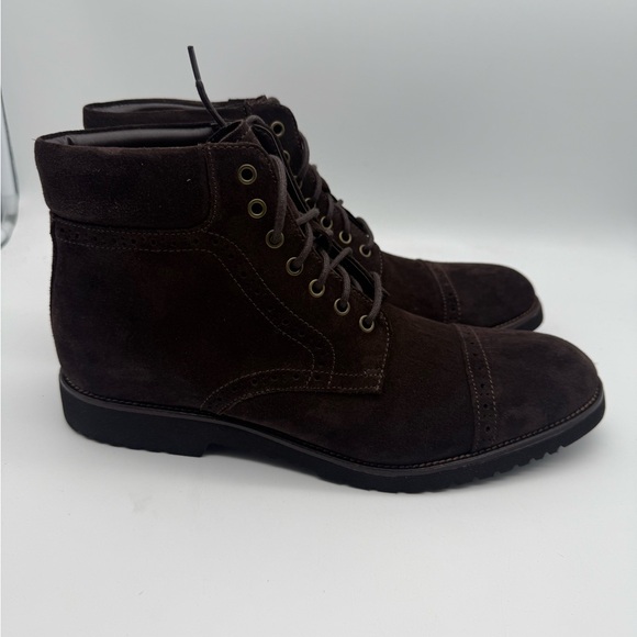 BRAND NEW 14Th & Union Mens Brown Suede Dress Cap Toe Lace Up Boots Sz 8.5 M